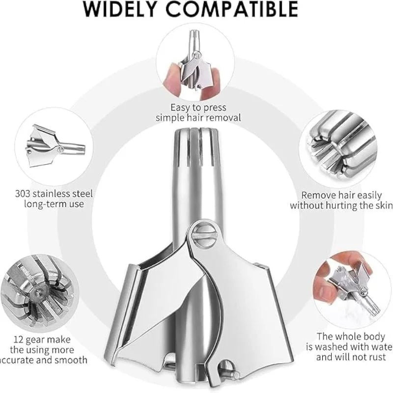 Manual Nose & Ear Hair Trimmer – Stainless Steel