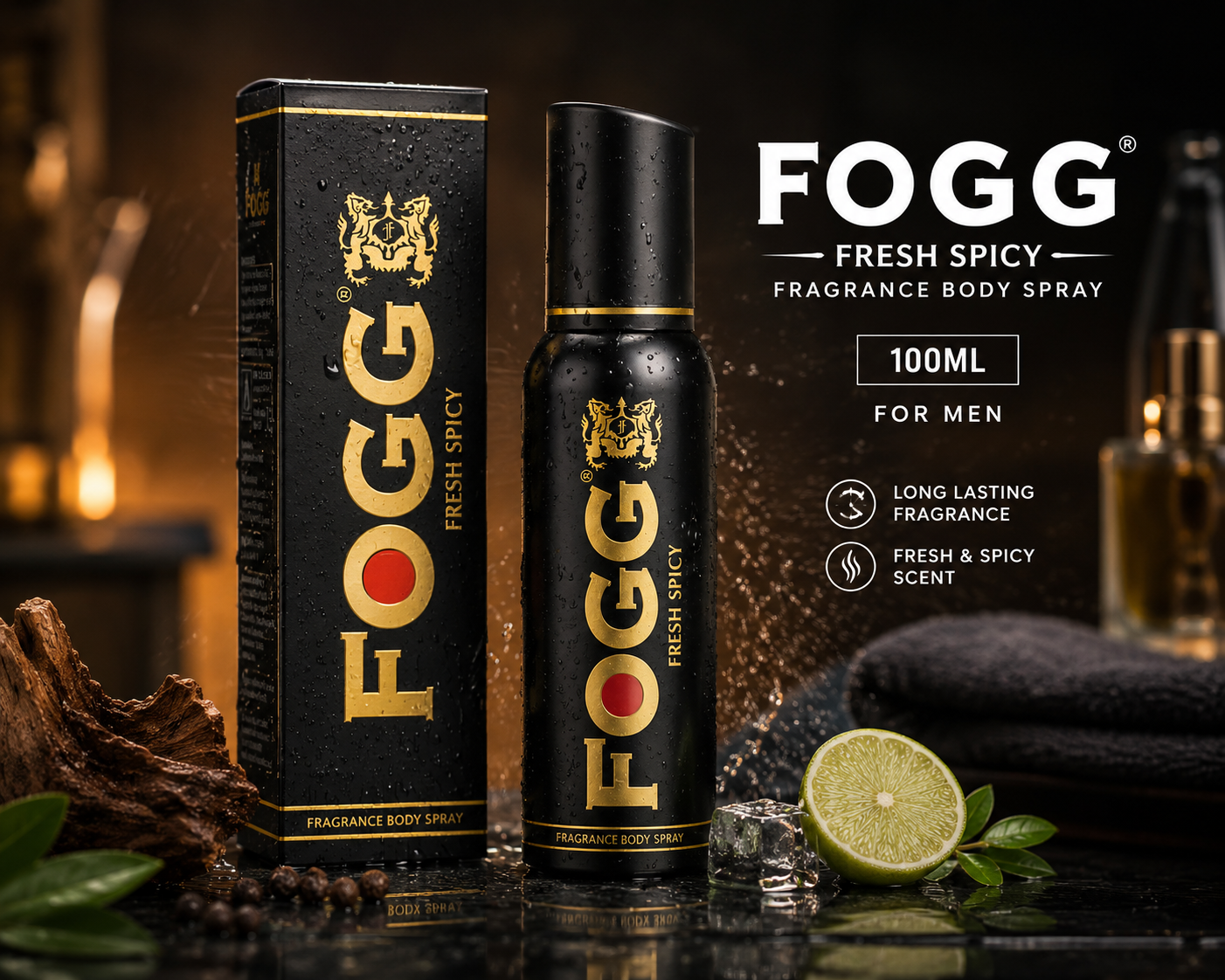 FOGG Fresh Spicy Body Spray For Men 100ml - Long Lasting Daily Wear Fragrance