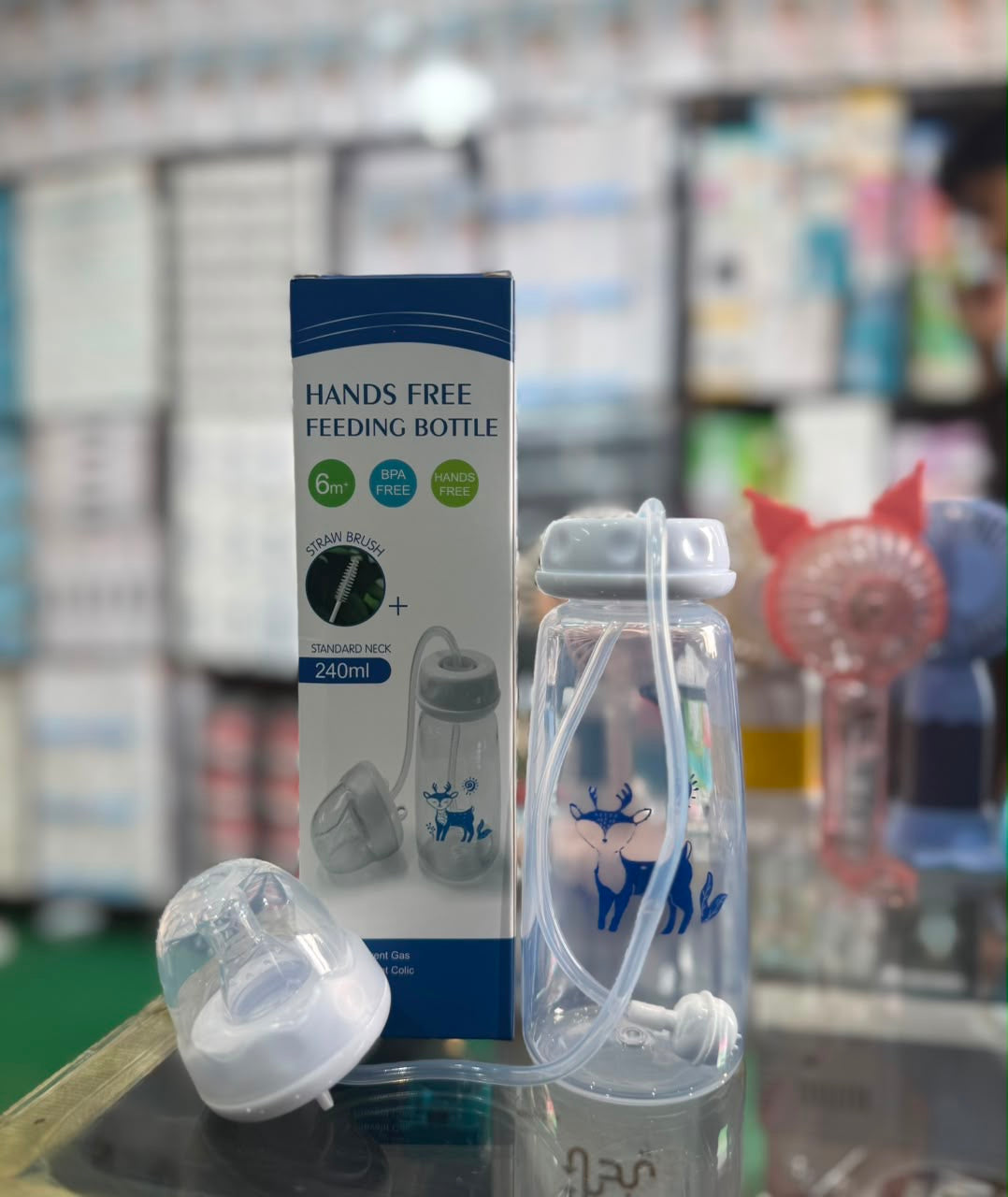 Handsfree Baby Feeding Bottle 240ml with Silicone Tube & Nipple